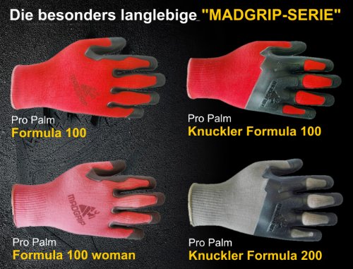 MadGrip „Pro Palm Knuckler Formula 200“ 700919 Arbeitshandschuhe in bester Industriequalität, mit Knöchelschutz. Grau. Gr. XS. - 3
