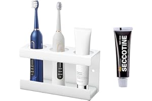 SVOCK Elektryczny uchwyt na szczoteczki do zębów, ścienny, bez wiercenia, elektryczna szczotka, 3 otwory, uchwyt na szczoteczkę elektryczną, kolor biały, absorpcja wody i odporność na wilgoć