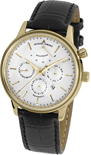 Jacques Lemans Unisex-Armbanduhr Nostalgie Analog Automatik Leder N-211B