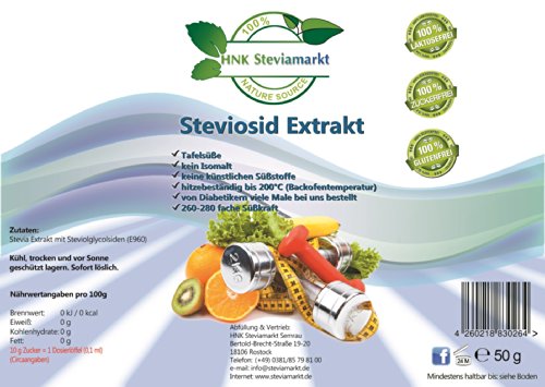 Preisvergleich Produktbild Stevia Extrakt Pulver (Steviosid) rein weiß 50g