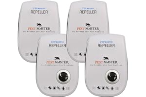 Pest Master - Ultrasonic Pest Repeller Pack of 4, Powerful Mouse Repellent and Ideal for Mice, Rats, Mosquitoes, Cockroach, Moths, Ants, Wide Frequency Range Pest Control Device, D5