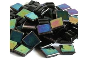 HOBBY ISLAND MOSAICS Vitreous Iridescent Mosaic Tiles 10mm Jet Black