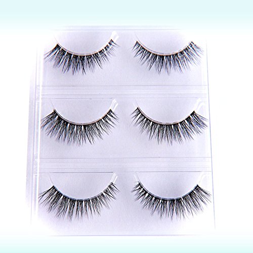 VALUE MAKERS 3 Pairs Black False Eyelash-Soft Long Make Up Lash Extension Eyelash-Curly False Eyelashes-Natural Eye Lashes Extension-False Eyelashes Kit-False Eye Lashes-Beauty Long Eyelashes-Eyelash Extensions-Beauty Cosmetics Makeup Tools Kit (Black)