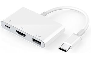 [Apple MFi-Zertifiziert] USB-C HDMI Adapter 3-in-1 4K HDMI, 100W PD Ladeanschluss & USB 3.0 Hub, Kompatibel mit iPhone 15/16/17, iPad, MacBook & Laptops, Plug & Play