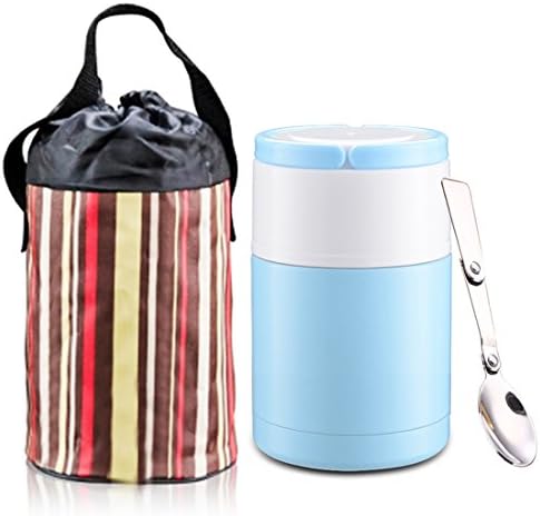 AUTOPkio Food Flask, 800ML Vacuum Insulated Stainless Steel Food Jar, Lunch Thermos, Lunch Box, Hot/Cold Food, Thermal Meal/Soup Container with Spoon Carry Bag for Adults or Kids(Blue)