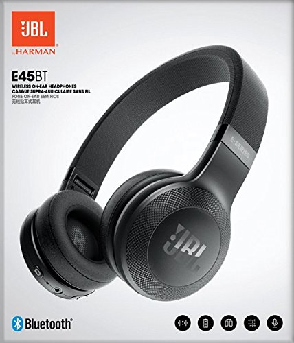 JBL E45BT On-Ear Ohraufliegender Bluetooth KopfhÃ¶rer Faltbar Inkl. Abnehmbares Verwicklungsfreies Textilkabel mit Universeller 1-Tasten-Fernbedienung mit Integriertem Mikrofon - Schwarz