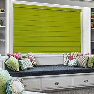 ZEBRA BLINDS Polyester Solid Curtain for Windows (Green, 6 feet)