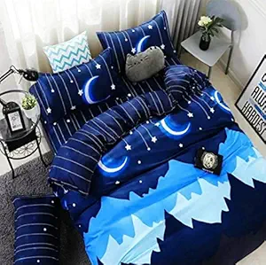 Aroma Brand - Latest Super-Soft Microfiber Cartoon Double Bed Printed Designer Kids bedsheets 250 TC with 2 Pillow Covers (Night Glow)