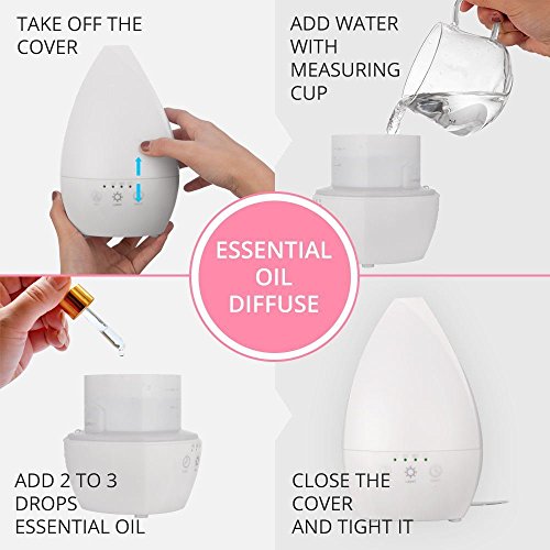 Sainlogic® 200 ml Ultraschall kalter Dampf Luftbefeuchter, Aromatherapie Diffuser Ätherische Öle mit 7 verschiedenen Farben der LED Leuchten Wechsel&Zeit-Funktion, Aroma Diffuser für Zuhause, für zum Yoga, für in das Büro, dasSpa, das Schlafzimmer, das Babyzimmer, etc. - 5