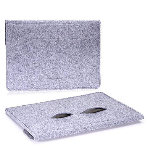 MoKo Surface 3 / Pro 4 / MacBook Air 11.6″ Filz Sleeve Hülle – Ultrabook Laptoptasche Notebooktasche Laptop Tasche Schutzhülle mit Karten-Slot / Kleine Filz Bag für 10″-11″ Zoll Tablets, Hellgrau - 5