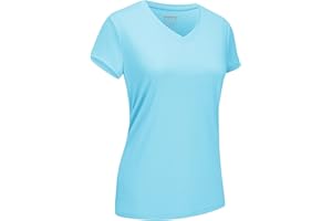 EKLENTSON Women's Short Sleeve T Shirts V-Neck UV Protection UPF 50+ Shirts Quick Dry Lightweight Summer Running Top