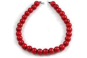 Avalaya 20 mm pojedynczy koralik/masywny czerwony okrągły drewniany koralik naszyjnik / 60 cm długości, Jeden rozmiar, Drewno