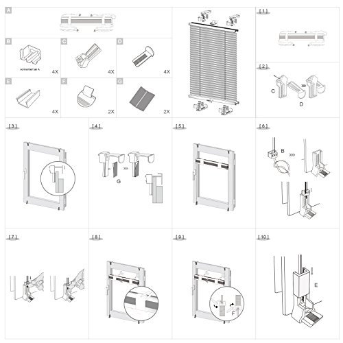Rollos für Fenster 50 x 100 Klemmfix Sonnenschutz Jalousien Plissee weiß – Grün 60×130 (BxH) - 7