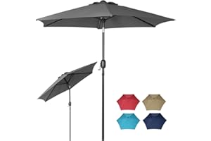 Panana Garden Parasol Sun Shade Outdoor Umbrella 8 Sturdy Ribs with Crank and Tilt Mechanism for Patio, Deck, Patio and Balcony