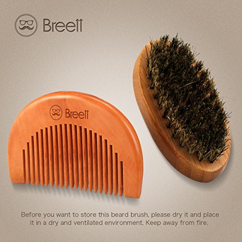 Breett Bartbürste & Bartkamm, Set für Bart-Styling, Bartkamm-Set für Herrenbart und Schnurrbart mit Aufbewahrungstasche - 5