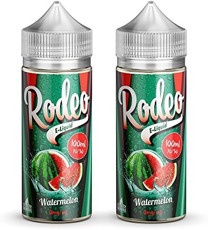 RODEOVape Liquid 2 x 100ml Watermelon Vape Juice E Liquid 70/30 Flavoured Ecig Juice E Cigarette Nicotine Free Sub Ohm Short Fill