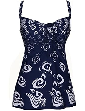 Große Größen Pin Up Tankini Damen Zweiteiliger Rückenfreier Badeanzug mit Hotpants