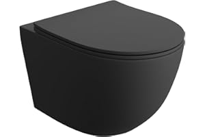 LAVITA WC da parete Sinto Black | WC sospeso | sedile WC | coperchio WC con abbassamento automatico e cerniere in metallo | WC sospeso senza bordi | sistema di risciacquo TORNADO 2.0 | WC | nero