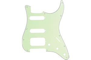 Musiclily Pro 11 Löcher Round Corner HSS Strat Schlagbrett Gitarren Pickguard mit 3 Schrauben Humbucking Pickup Mount für Fender American/Mexican Stratocaster E-Gitarre,3 lagig Mint Green