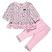 Pandaren® infant baby girl super soft cotton 2pcs longsleeve clothing set(pink leopard) (18-24 months)
