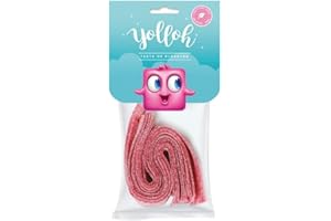 YOLLOH - Sachet Bonbon Cinturas - Sans Gelatine - 320008 - Rouge - Fraise - Acidulés - 70 Gr - Anniversaire - Enfant - Adulte - Tapis, 1 Unité (Lot de 1)