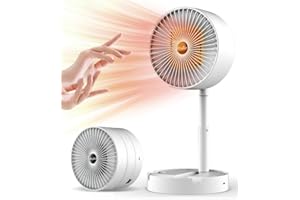 KOURIC Electric Heater Energy Efficient Folding-Portable Heater Mini Space Heater,Small Ceramic Heaters Free Standing with Overheat & 2 Modes,White Silent Heater for Room Home Bedroom Office Desk