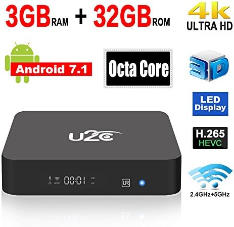 Android 7.1 TV Box U2C X Super Octa Core 3GB RAM 32GB ROM 64 Bit Smart TV Box Support 4K 3D H.265 Dual Band WiFi 2.4GHz/5GHz 2017 Model Media Player