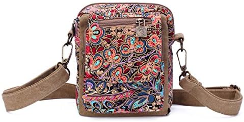 Win8Fong Women's Canvas Retro Bohemian Style Vintage Printed Shoulder Bag Travel Sports Bag Satchel (#1)