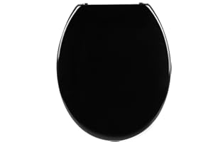 WOLTU WC Sitz mit Absenkautomatik,Toilettensitz Motiv, Toilettendeckel aus Duroplast, Stable Klodeckel Hochwertige Qualität Toilettenbrille,Oval,Schwarz