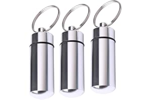 BESSY SHOP Piccolo contenitore per pillole,3pz Mini contenitore per pillole in alluminio con portachiavi Contenitore porta per pillole medicinale per riporre piccoli oggetti come biglietti regalo o pillole.
