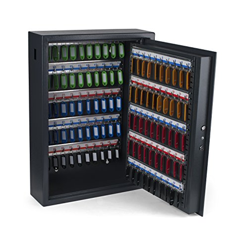 PAVO 8056019 Key Box/Cabinet/High Security Safe with Electronic Lock 100 Hooks with Side Slot – Dark Grey