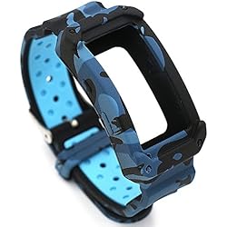 Fatetec Pulsera de reloj de silicona correas de banda de reemplazo para Samsung Galaxy Gear Fit 2 SM-R360 Reloj de pulsera inteligente (Blue cam)
