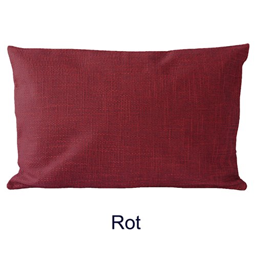 hochwertige Kissenhülle in Leinen-Optik 40×40 50×50 40×60 cm mit Farbwahl (Rot, 40 x 60 cm) - 2