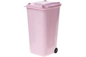 NYCEMAKEUP Mini Wheelie Trash Can Pen Holder Storage Bin Desktop Organizer Garbage Bucket Trash Can Kitchen White