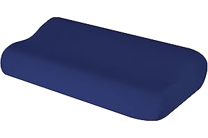 Theonoi Housse de coussin pour coussin de nuque, coussin de santé en coton, pour tailles de 35 x 60 à 45 x 75 cm (bleu marine 100)