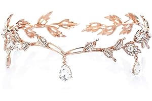 DRSN Blatt Hochzeit Tiara Krone, Strass Kristall Braut Tiara Haar Pin Tiaras Stirnband, Strass Kopfband der Frau Blumen und Blätter Krone Haarband für Braut Brautjungfern