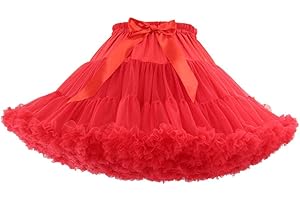 Homipooty Women's Elastic Waist Tulle Petticoat Tutu Party Multi-Layer Puffy Cosplay Skirt Underskirt, Length 40cm, Waist 56-100cm