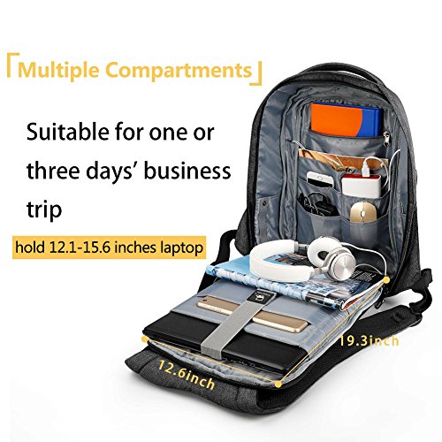 Diebstahlsicherung Laptop Rucksack 15 6 Zoll Business B  ro Rucksack mit USB-Ladeanschluss Resien Outdoor Studenten Uni Arbeit Rucksack Laptop  Dunkel