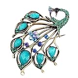 HABI Brosche für Damen Pfau-Form Design Modeschmuck für Party , Kostüm , Hochzeit , Festival . Mit Kristall ,Strass Dekoration Modeschmuck