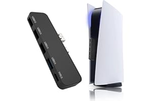 GZW-SHOP 5 Port USB Hub für PS5 Konsole,Verlängerung USB Typ C High Speed Transmission Extender mit 3 USB 2.0 + 1 USB 3.0+ 1 USB C Port Konverter Splitter
