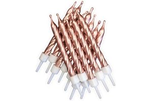 Anniversary House Pack of 12 Rose Gold Metallic Birthday Candles with Holders, 7.5cm, Celebration Cake Decoration, Birthday Candles for Cakes, Candles for Cake, Copper, AHC233