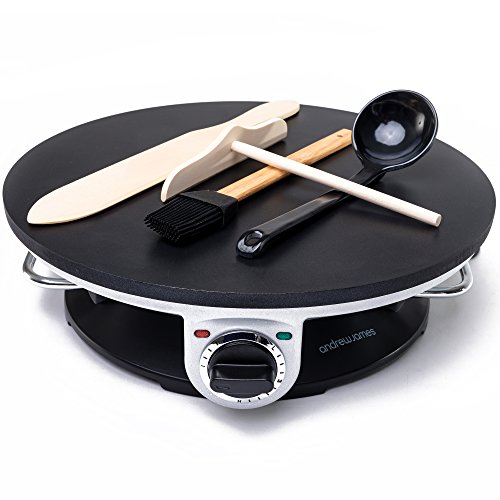 Andrew James 1200 Watt Professioneller, elektrischer Crêpes-Maker – Inklusive Teigverteiler, Holzspatel, Ölpinsel und Teigkelle – 2 Jahre Garantie - 2