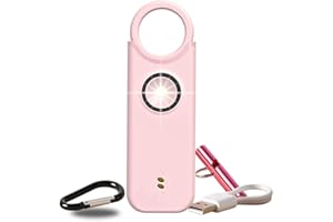 VOLTEK kit sifflet et Alarme personnelle (Rose) Femme Defense + detecteur Porte et fenêtre autodéfense Auto Alarme Mini Autonome + sifflet Urgence personnelle Lampe puissante 135 DB, USB-C, Guide