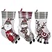 Produktbild REDWALL®3er Set Klassisch Weihnachten Strümpfe Dekorationen Geschenktasche Weihnachten Charakter Plüsch Hängende Tag Von Weihnachtsmann, Schneemann Und Rentier Weihnachtssocken