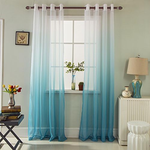 GyroHome Gradient Color Tulle Voile Sheer Curtains Home Decorations for Bedroom, Living Room Energy Saving Privacy Protection, Sold in Pair