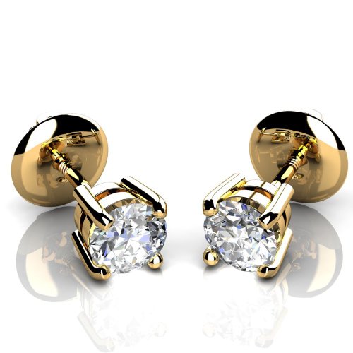Passen Sie die Karat des Runddiamanten an – 18-Karat-Gelbgold-Ohrstecker/-Ohrring