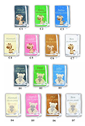 Amilian® Kuschlige Babydecke SUPER FLAUSCHIG mit Namen und Datum bestickt Kinderdecke - 4