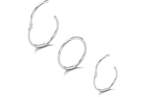 NIUSIMAN piercing naso 3 pezzi piercing naso Anelli acciaio chirurgico 20G 7mm 8mm 9mm 10mm 11mm piercing naso argento cerchio segmento della cerniera Piercing naso cerchio labbro Orecchini