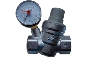 PLUMBING4HOME La Pressione dell'Acqua valvola di riduzione 3/4 "Femmina per 22 Millimetri Tubo con manometro