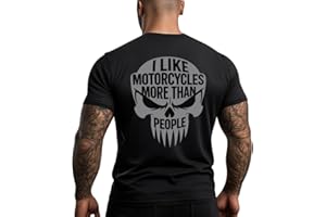 MOTARD FRANÇAIS Motorrad-T-Shirt mit Totenkopf "I Like Motorcycles More Than People", Schwarz, Design Biker
